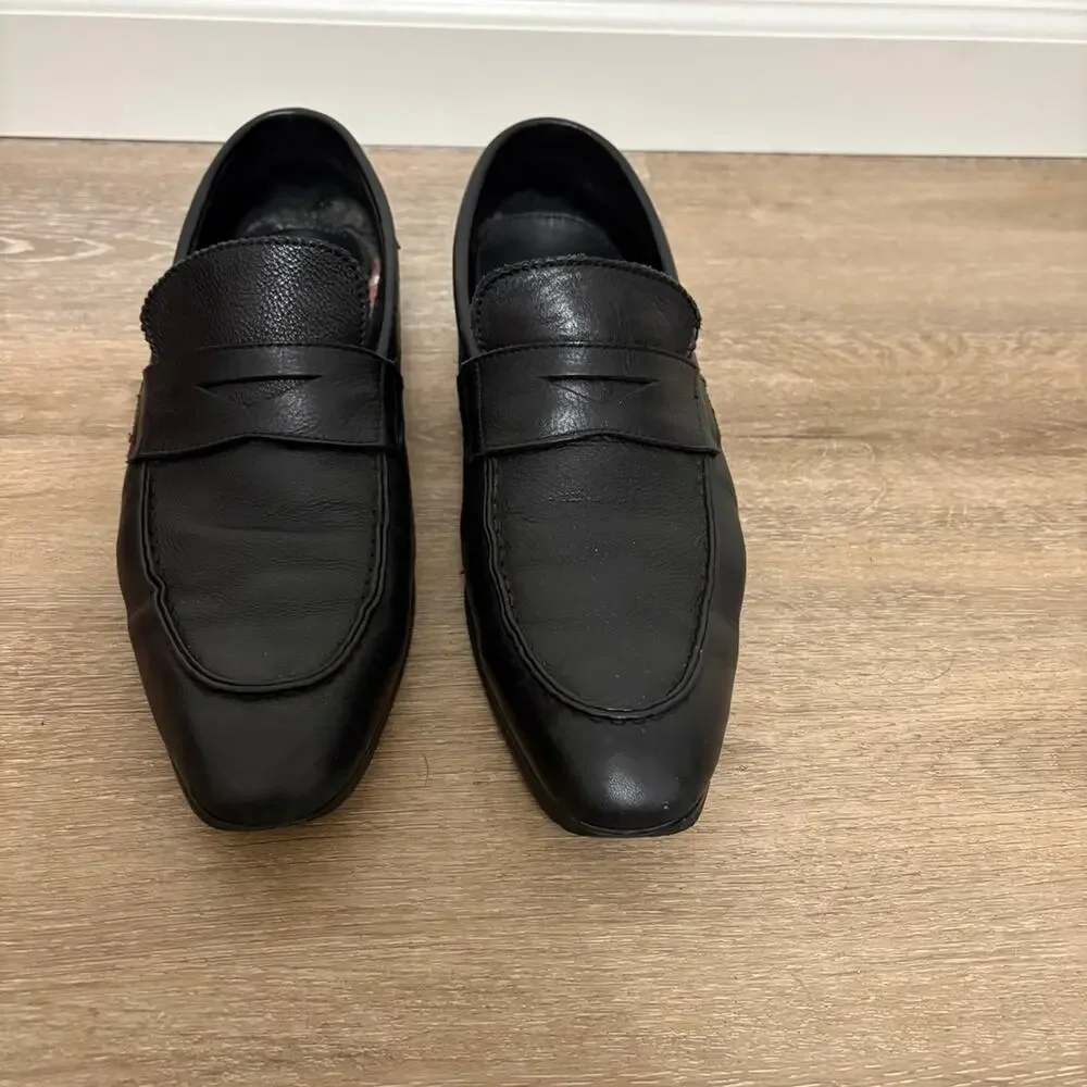 Bacco Bucci Black Leather Men’s Loafers Slip-On 9.5